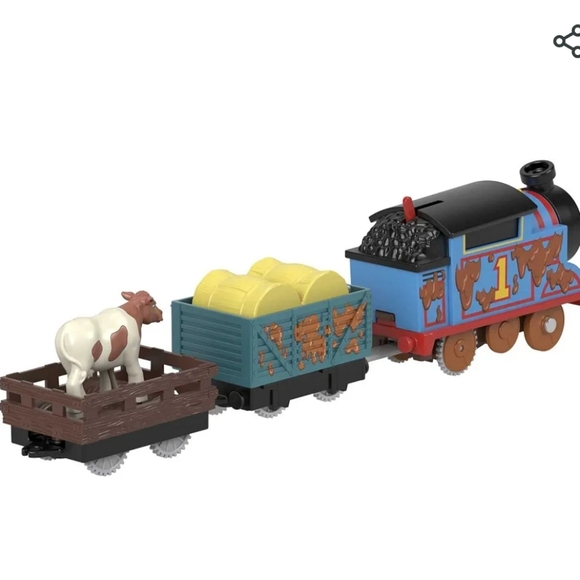 Thomas & Friends Motorized Toy Train Muddy Farm Thomas Engine with Cargo & Cow - Picture 10 of 10
